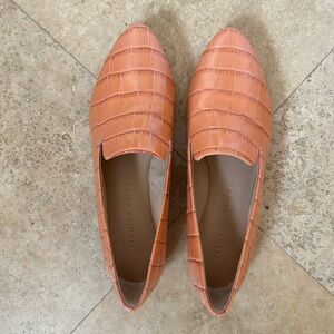 Veronica Beard Orange Croc-Embossed Loafers 7.5